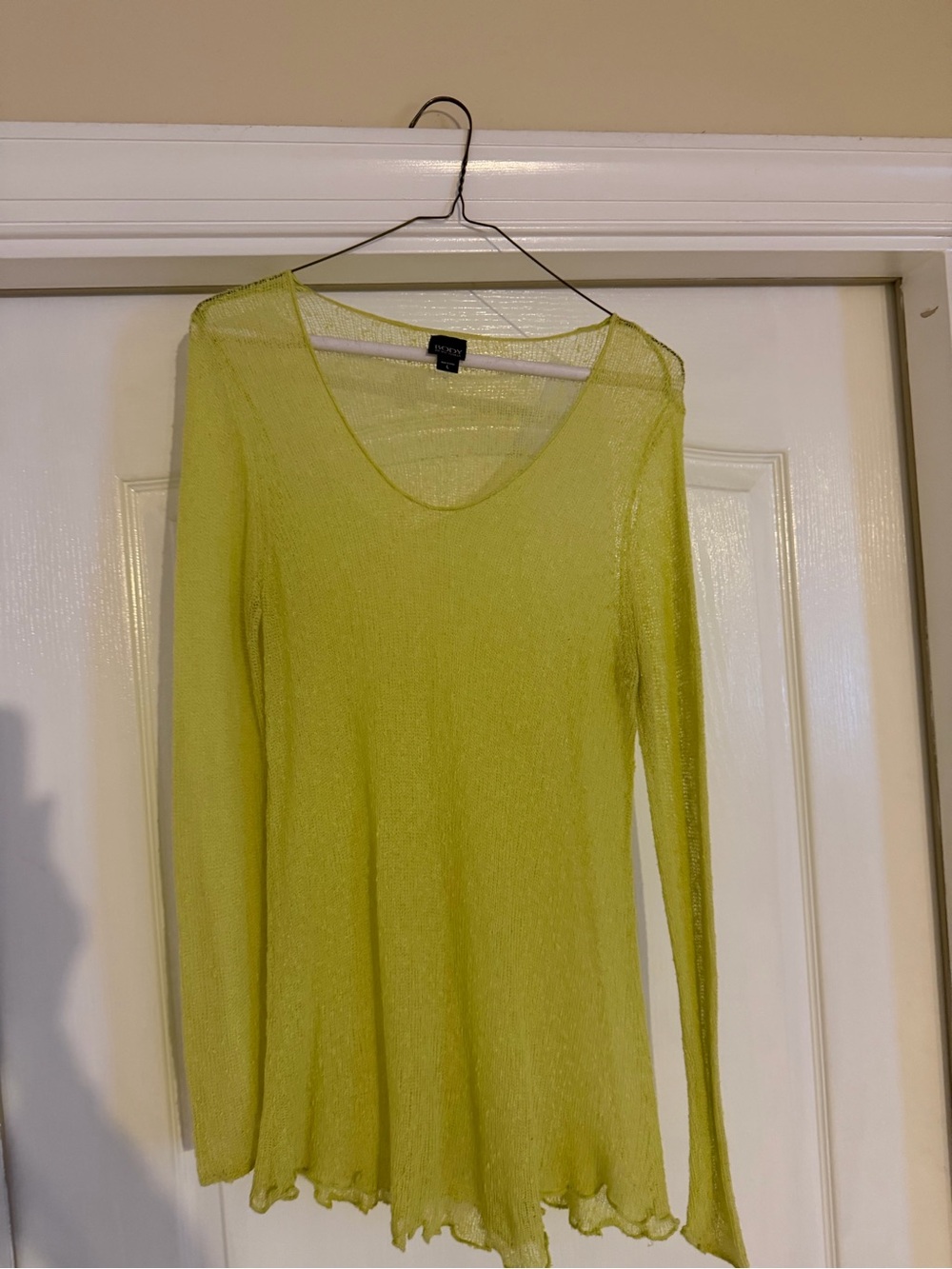 Victoria's Secret Body Sheer Knit V-Neck Top in Light Lime
